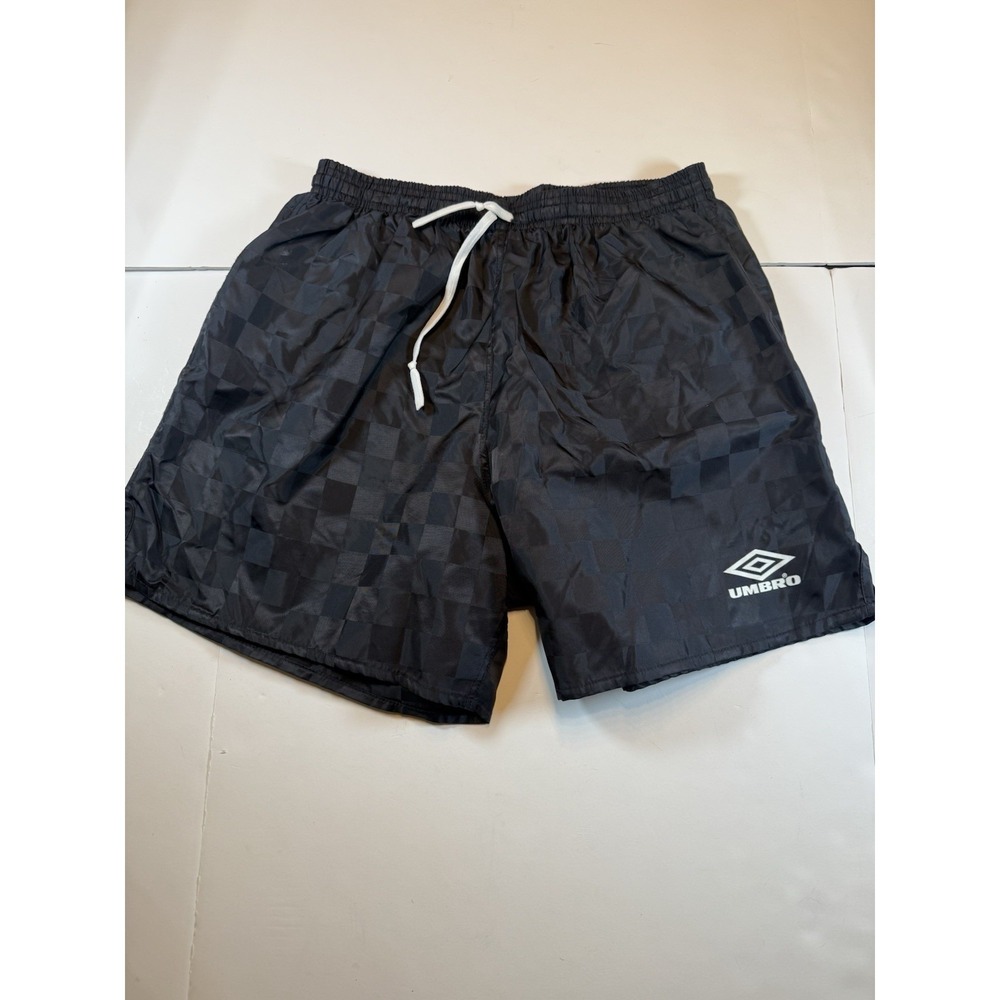 Vintage, Umbro Black Checkerboard Soccer Shorts. Y2K Men's Size Large